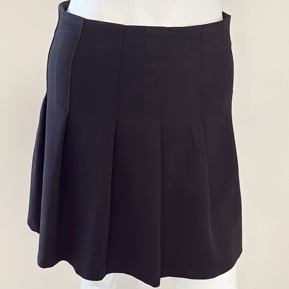 Alice + Olivia Black High Waisted Pleated Mini Skater Skirt